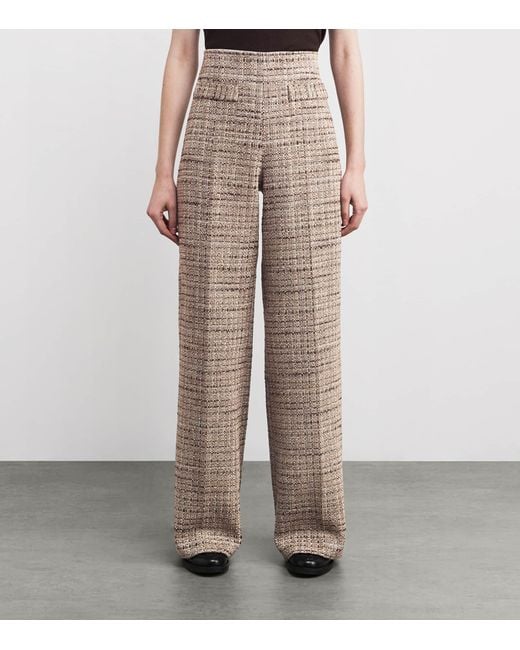 Sandro Natural Tweed Wide-Leg Trousers