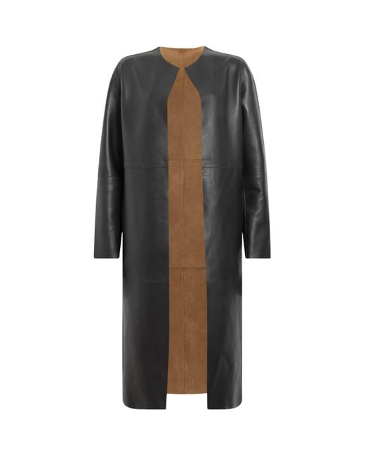 AllSaints Black Suede Reversible Selby Coat
