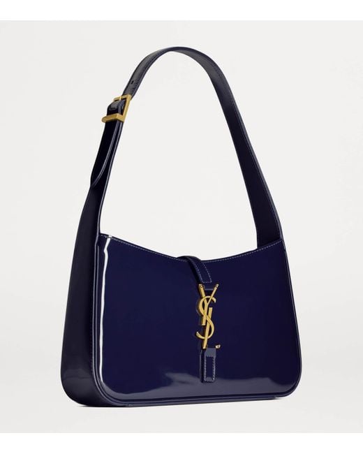 Saint Laurent Blue Patent Leather Le 5 À 7 Shoulder Bag