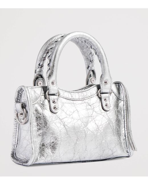 Balenciaga White Metallic Le City Nano Top-Handle Bag