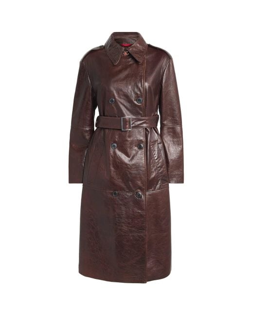 MAX&Co. Brown Leather Trench Coat