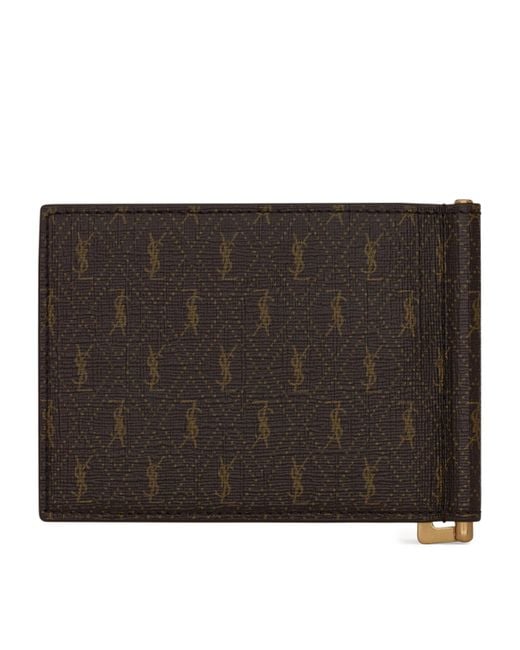 Saint Laurent Black Small Monogram Money Clip Wallet for men