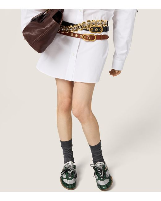 Miu Miu White Cotton Logo Shirt Dress