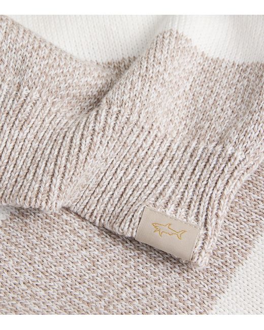 Paul & Shark White Cotton Stripe Polo Sweater for men