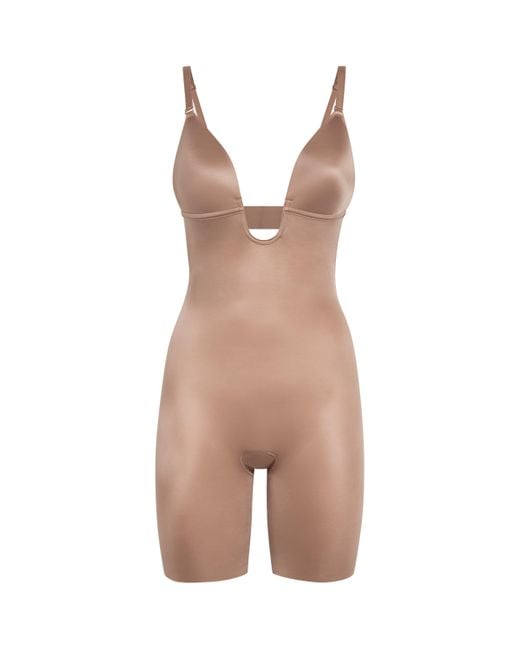 Spanx Natural Suit Your Fancy Plunge Mid-Thigh Bodysuit