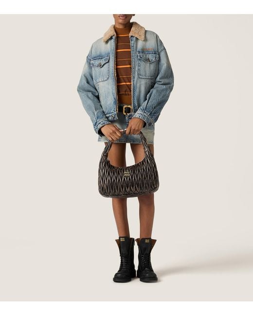 Miu Miu Black Matelassé Calfskin Wander Shoulder Bag