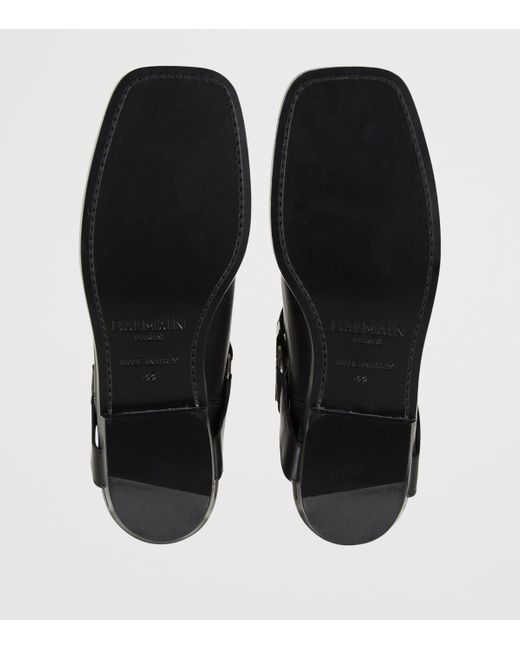 Balmain Black Leather Biker Ankle Boots for men