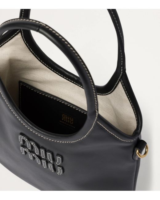 Miu Miu Black Calf Leather Ivy Tote Bag