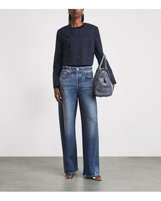 Claudie Pierlot Blue Wool-Blend Cropped Jacket