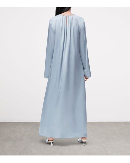 Loewe Blue Exclusive Silk Satin Capsule Donut Chain Maxi Dress