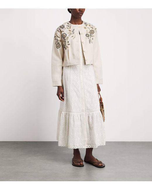 Veronica Beard White Embroidered Emeren Jacket