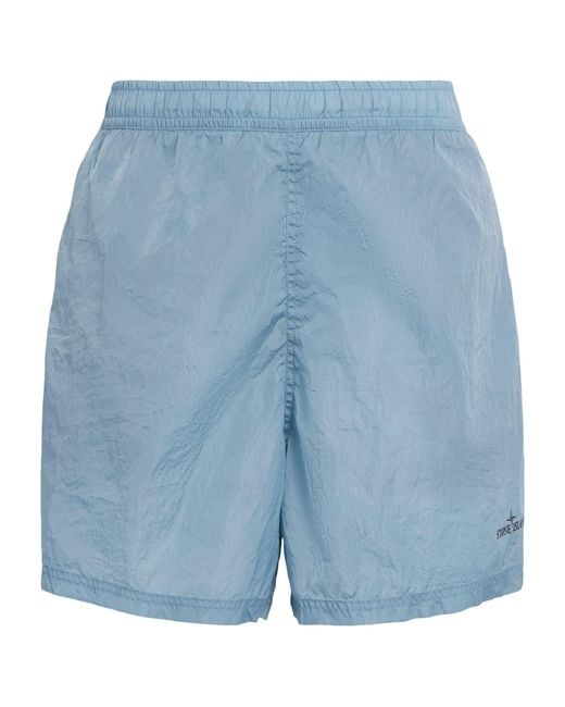 Stone Island Blue Water-Reactive Faded Camo Shorts for men