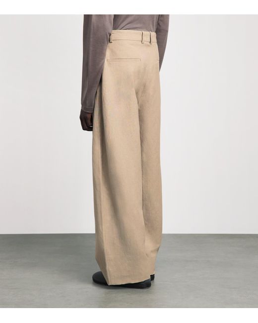 Studio Nicholson Natural Double Pleated Volume Trousers for men