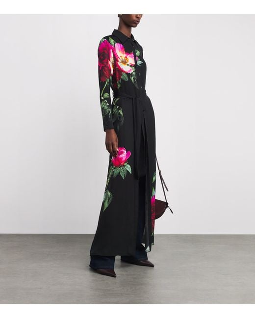Alice + Olivia Black Floral Chassidy Shirt Dress