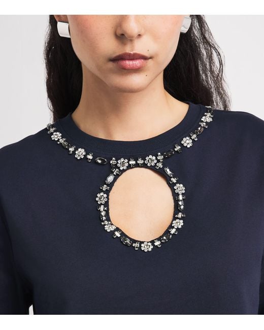 Sandro Blue Cotton Embellished T-Shirt