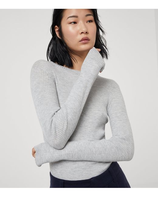 Brunello Cucinelli Gray Cashmere-Blend Sparkle Sweater
