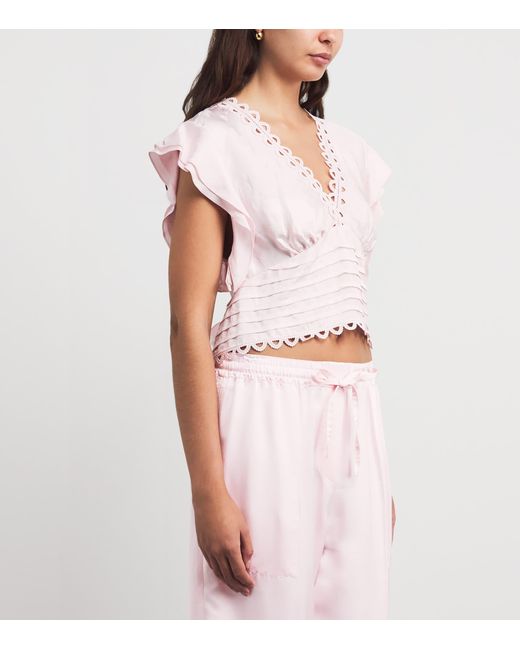 Sandro Pink Tie-Back Crop Top