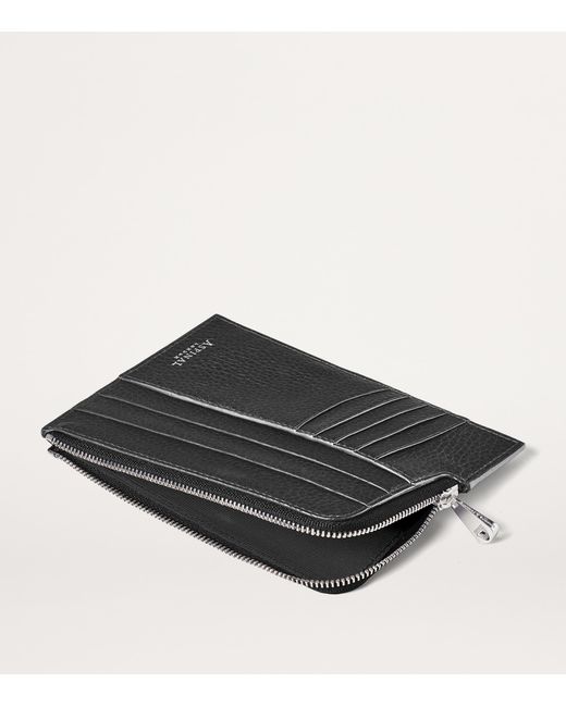 Aspinal Black Leather Zipped Travel Wallet for men