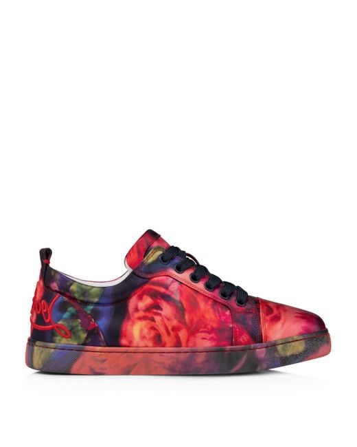 Christian Louboutin Red Fun Louise Junior Satin Low-Top Trainers