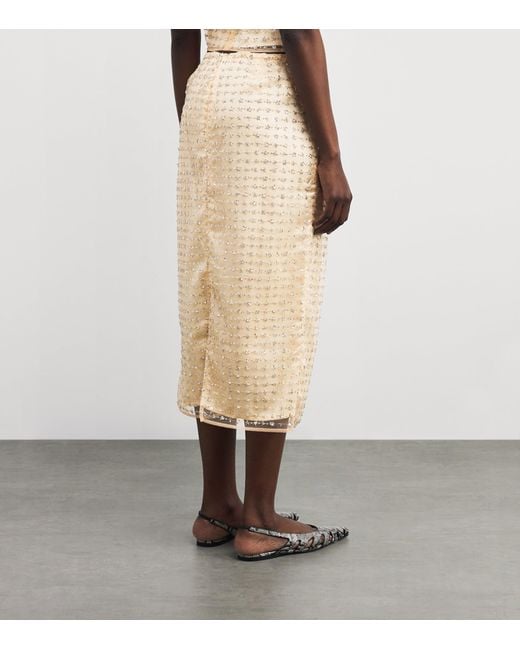 Staud Natural Embellished Ciara Midi Skirt