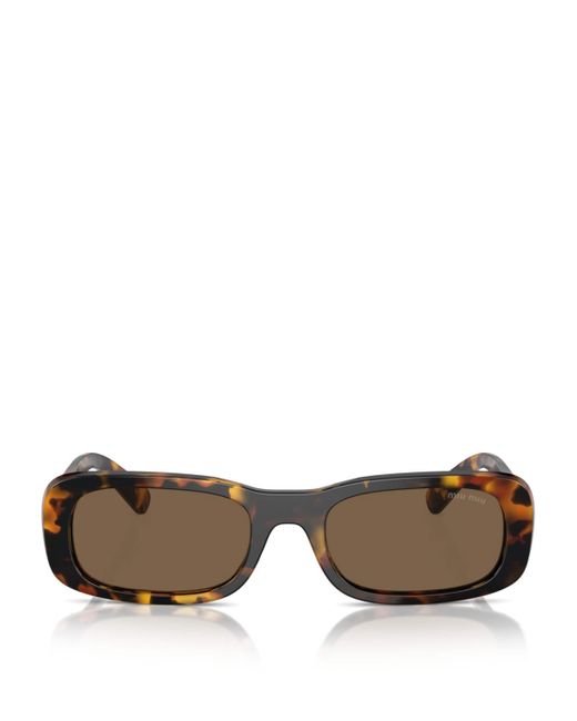 Miu Miu Brown Acetate Rectangular Sunglasses