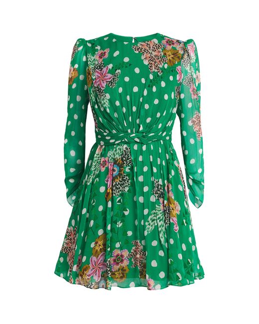 Saloni Silk-Blend Blythe-B Mini Dress in Green | Lyst