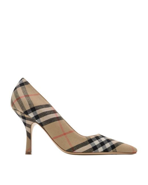 Burberry Metallic Linen Check Dame Pumps 90