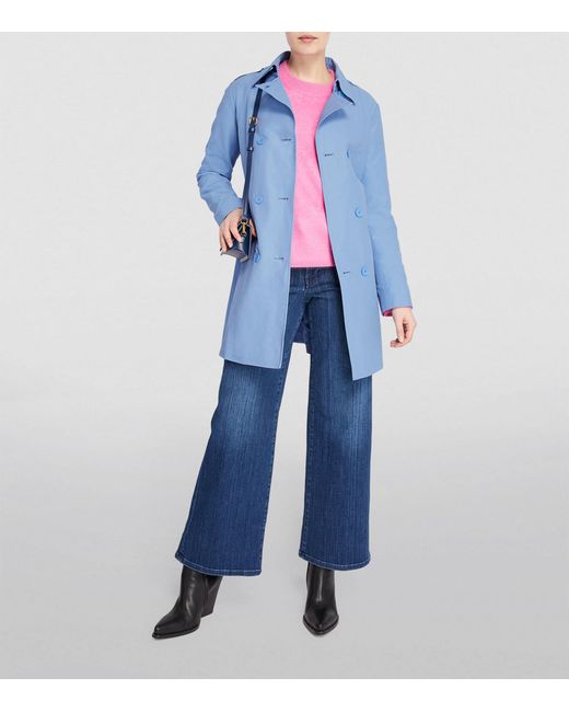 MAX&Co. Blue Short Belted Trench Coat