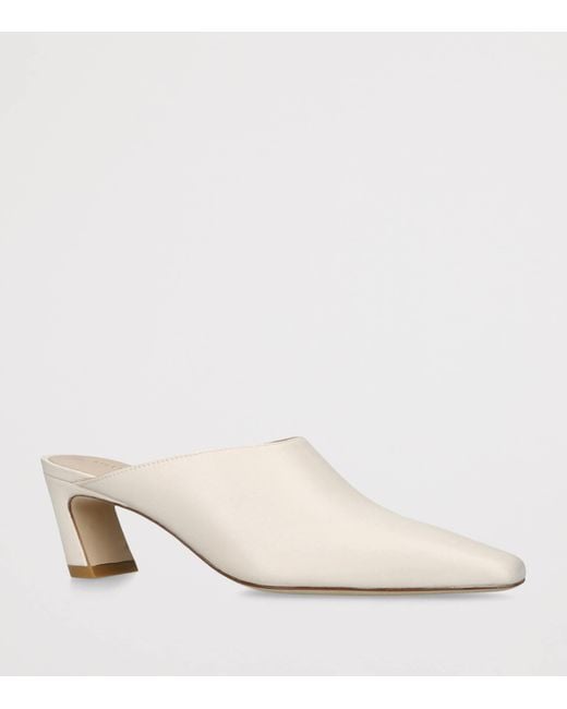 Stuart Weitzman White Leather Stassi Mules 50