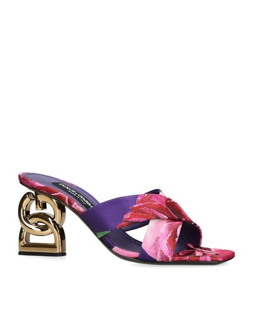 Dolce & Gabbana Purple Flower Power Heeled Sandals 75
