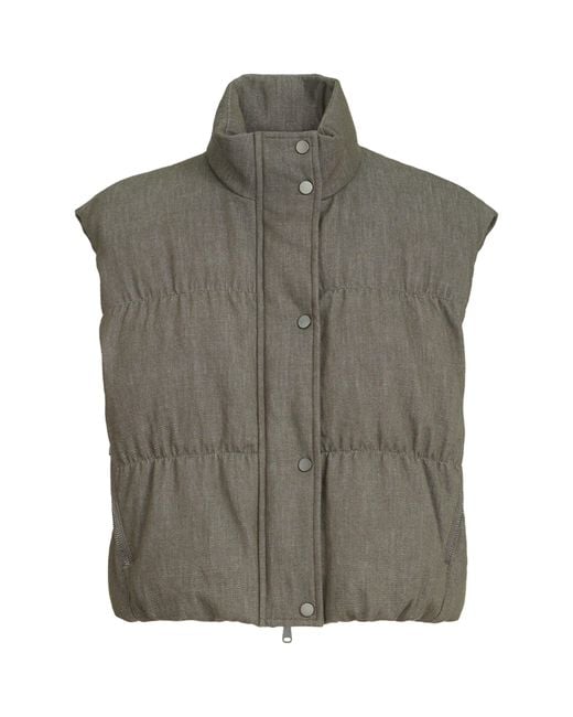 Brunello Cucinelli Gray Cotton Padded Gilet