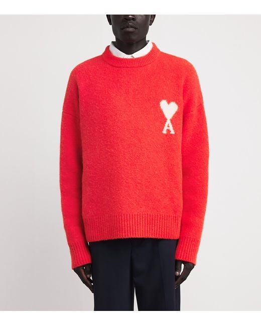 AMI Red Alpaca-Blend Ami De Coeur Sweater for men
