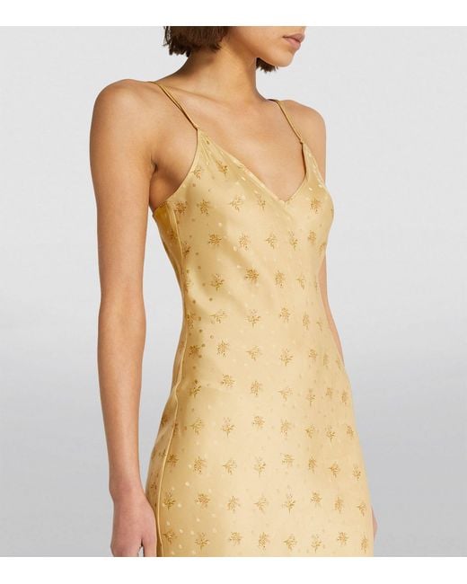 FRAME Metallic Silk V-neck Slip Dress