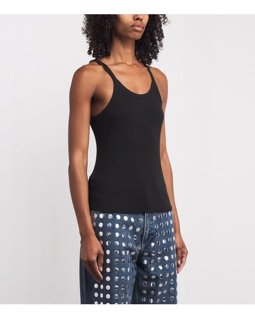 ÉTERNE Black Ribbed Tank Top