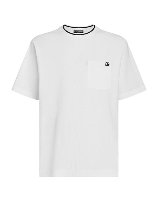 Dolce & Gabbana White Cotton Piqué T-Shirt for men