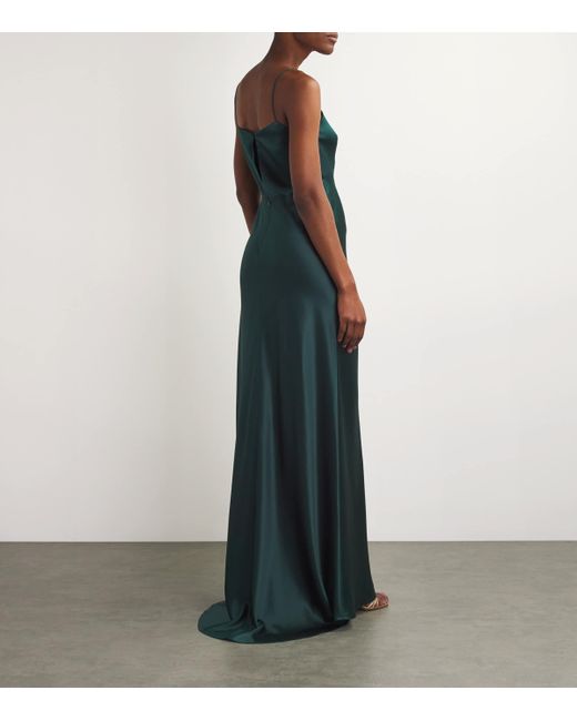 max mara green silk dress Max Mara Ares Satin Maxi Dress | Olive Green main image 1