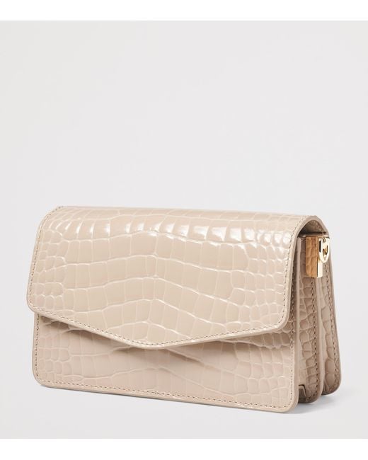 Aspinal Natural Croc-Embossed Leather Eliza Clutch Bag