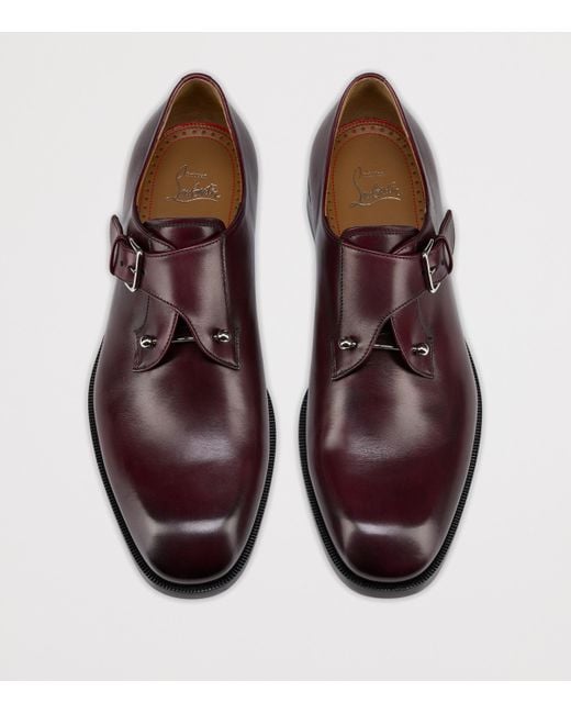 Christian Louboutin Brown Chambelimonk Leather Monk Shoes for men