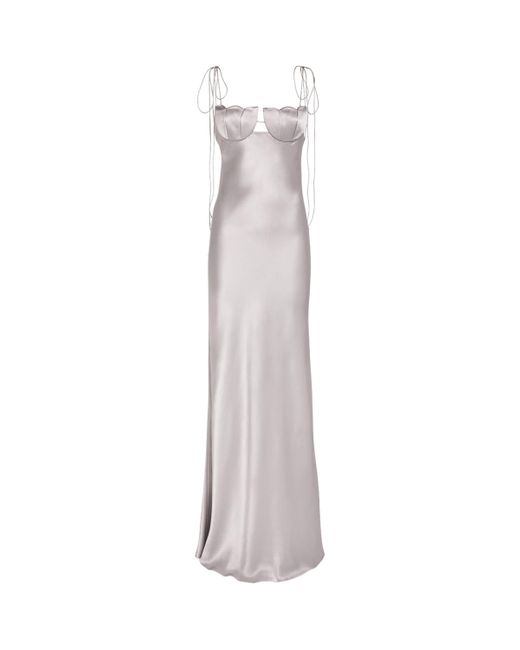 Anna October White Satin Tulip Maxi Dress