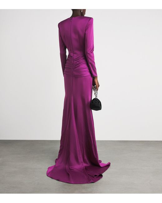 Alex Perry Purple Satin Crêpe Gown