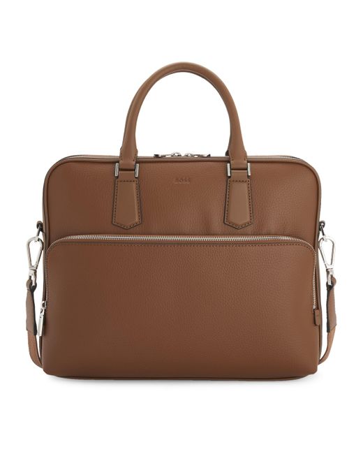 Boss Brown Logo-Emed Document Case for men