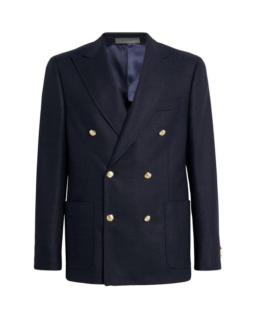 Corneliani Blue Virgin Wool Double-Breasted Blazer for men