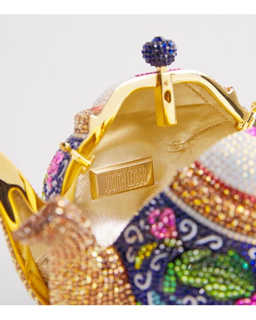 Judith Leiber White Embellished Teapot Clutch Bag