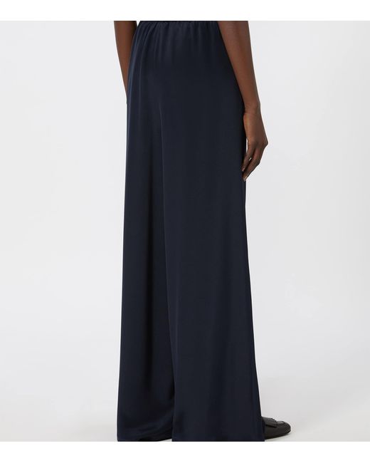 Max Mara Blue Silk Wide-Leg Trousers