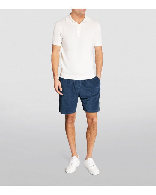 Fedeli Blue Towelling Shorts for men