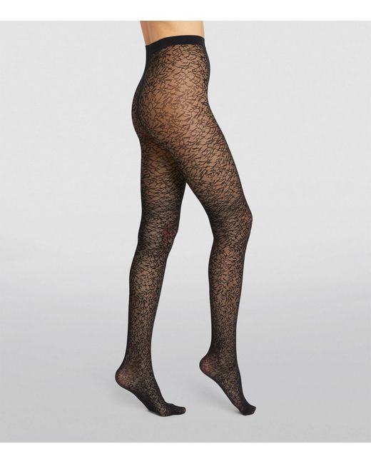 Wolford White Floral Jacquard Tights
