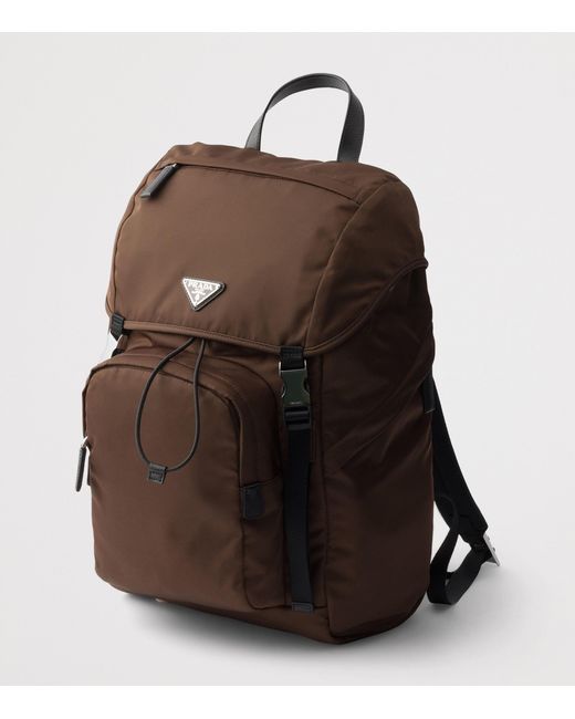Prada Brown Re-Nylon And Saffiano Leather Backpack for men