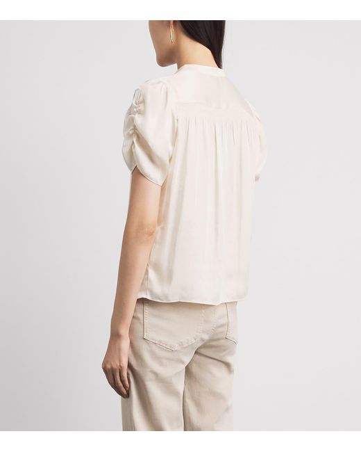PAIGE White Ruched Diego Blouse