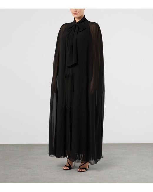 Marina Rinaldi Black Chiffon Tie-Neck Cape
