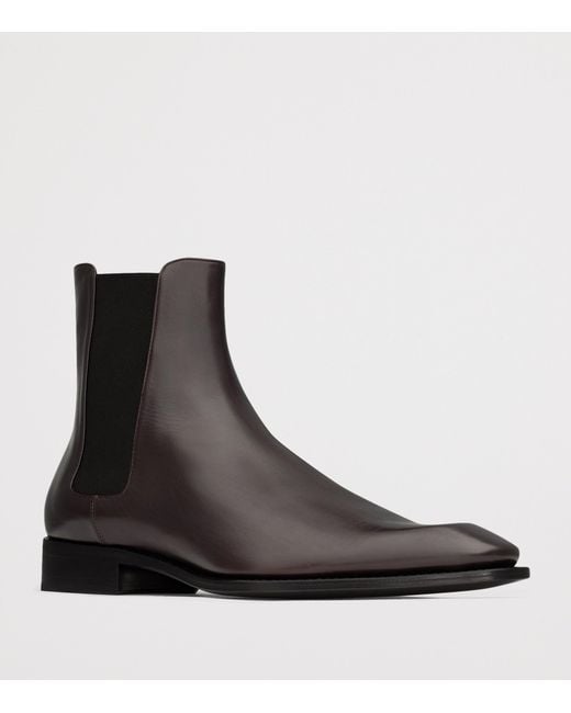 Saint Laurent Brown Leather Aurelien Ankle Boots for men